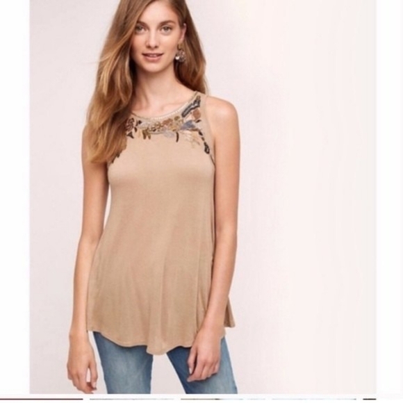 Anthropologie Akemi + Kin Sleeveless Keyhole Sequins & Embroidered Blouse Size S - Picture 10 of 10